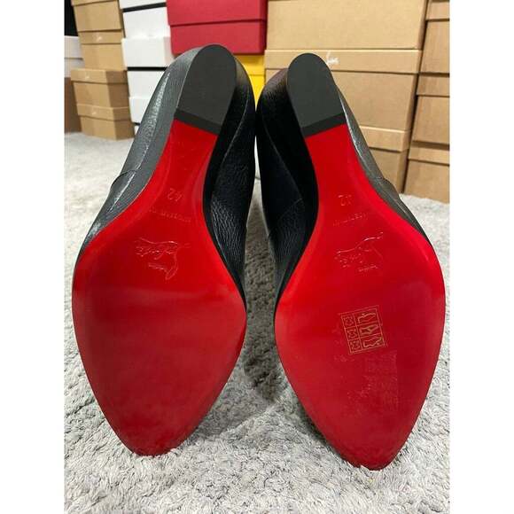 Christian Louboutin Civiliza 100 Black Calf Leather Knee High Wedge Heel Boot 42 - Picture 12 of 12